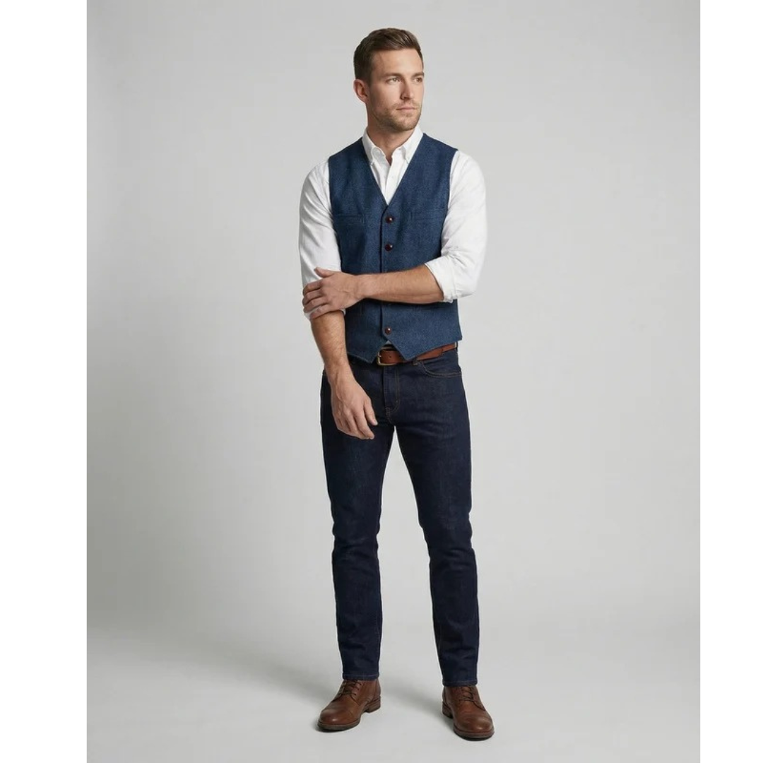 Kacob | Men's Paisley Jacquard Waistcoat – V-Neck Formal Vest