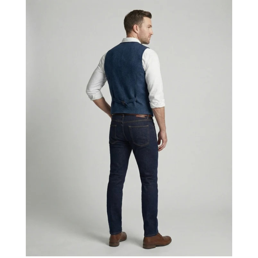Kacob | Men's Paisley Jacquard Waistcoat – V-Neck Formal Vest