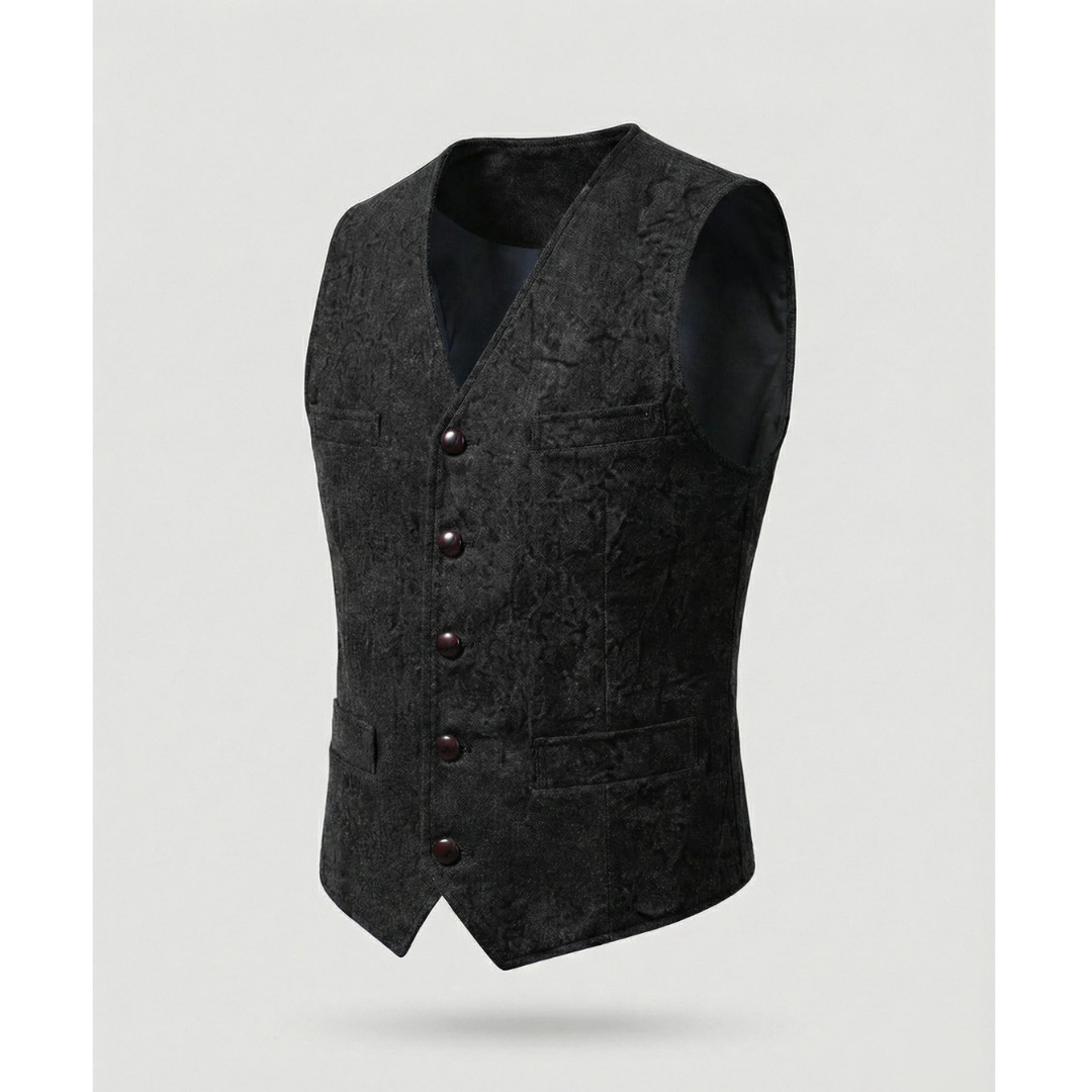 Kacob | Men's Paisley Jacquard Waistcoat – V-Neck Formal Vest