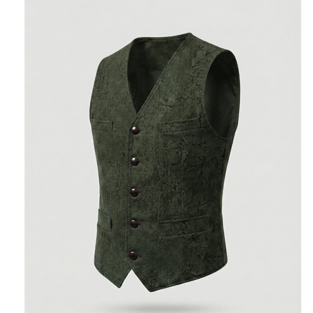 Kacob | Men's Paisley Jacquard Waistcoat – V-Neck Formal Vest