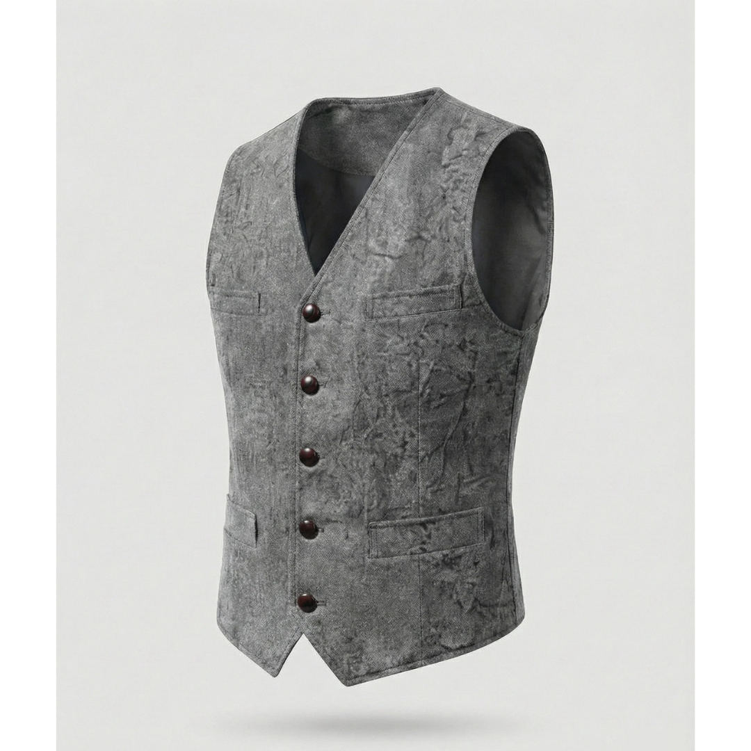 Kacob | Men's Paisley Jacquard Waistcoat – V-Neck Formal Vest