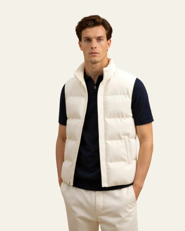 Kacob | Men's Press Stud Padded Gilet – High Neck Puffer Vest