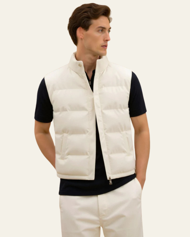 Kacob | Men's Press Stud Padded Gilet – High Neck Puffer Vest