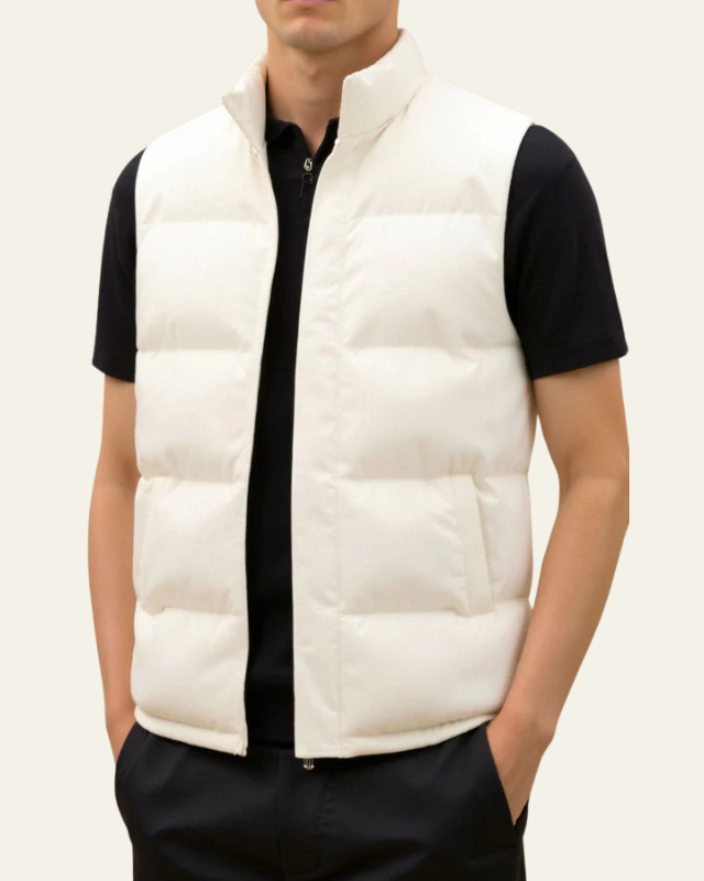 Kacob | Men's Press Stud Padded Gilet – High Neck Puffer Vest