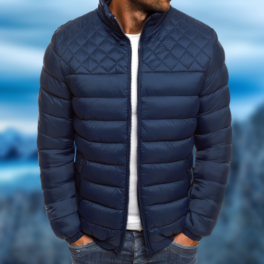 Kacob | Men's Puffer Jacket – Stand Collar Quilted Winter Jacket