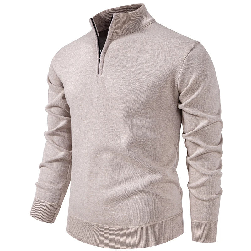 Kacob | Men's Quarter Zip Jumper – Classic Stand Collar Knit Pullover