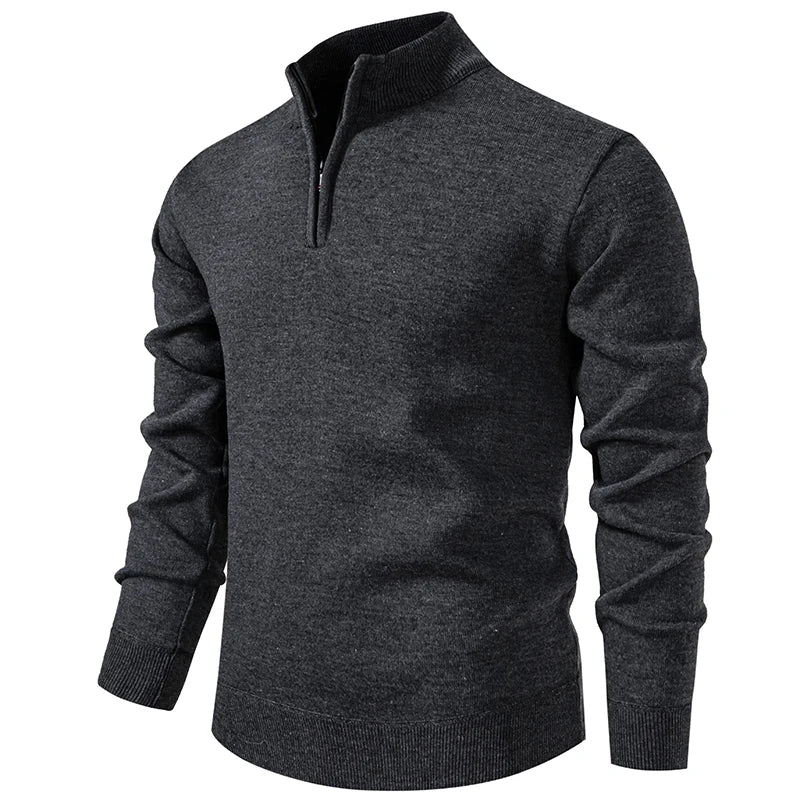 Kacob | Men's Quarter Zip Jumper – Classic Stand Collar Knit Pullover