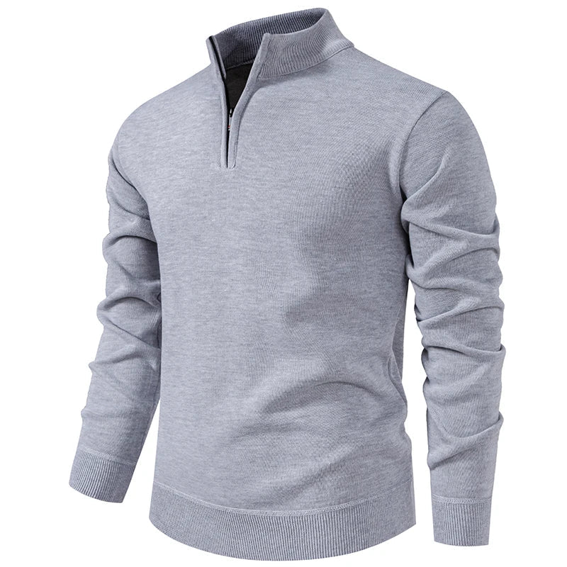 Kacob | Men's Quarter Zip Jumper – Classic Stand Collar Knit Pullover