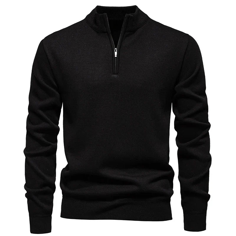 Kacob | Men's Quarter Zip Jumper – Classic Stand Collar Knit Pullover