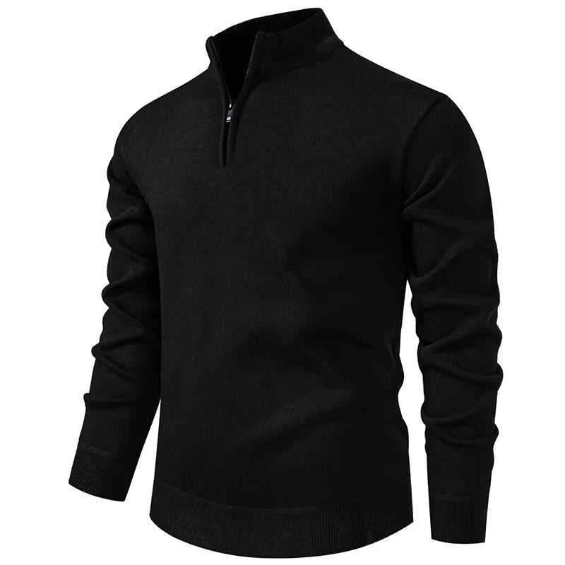 Kacob | Men's Quarter Zip Jumper – Classic Stand Collar Knit Pullover
