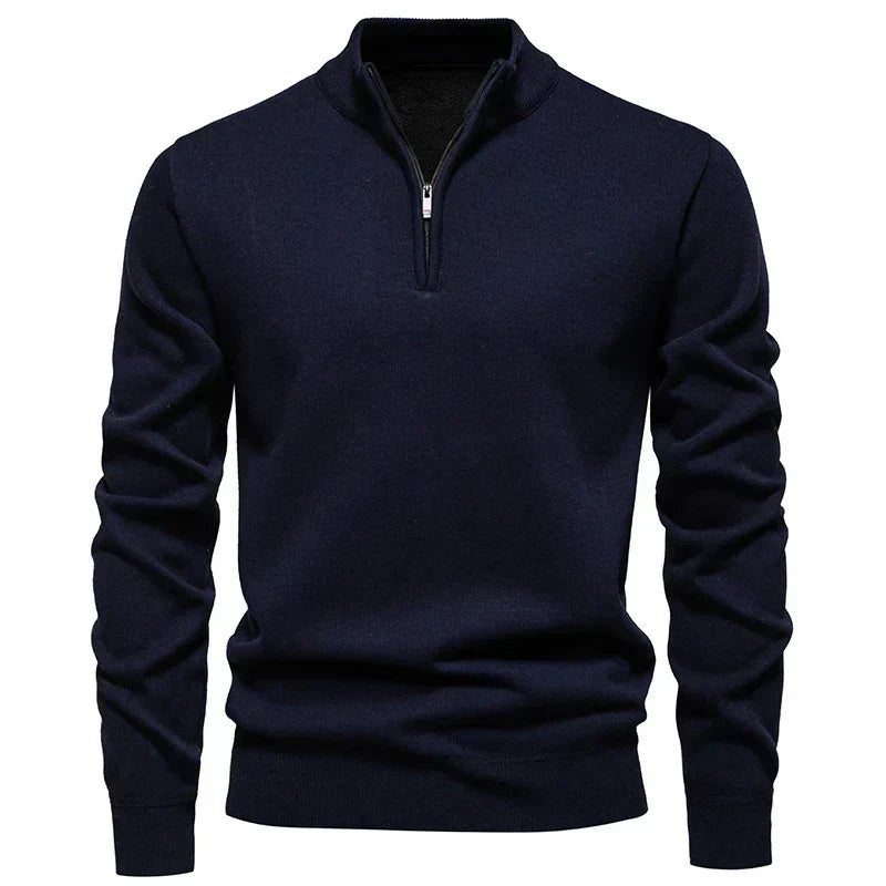 Kacob | Men's Quarter Zip Jumper – Classic Stand Collar Knit Pullover