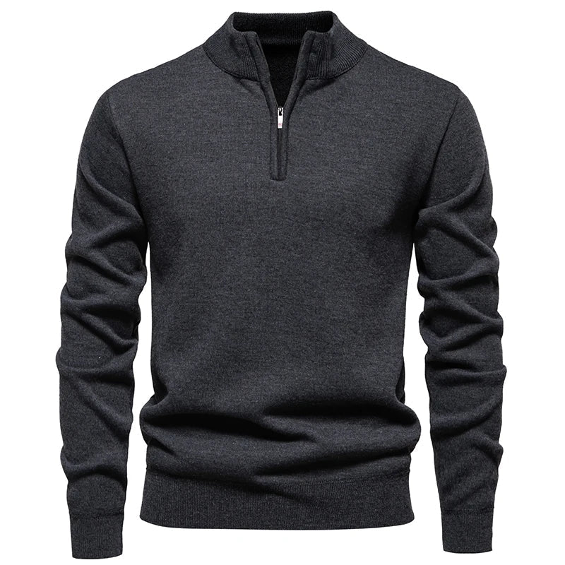 Kacob | Men's Quarter Zip Jumper – Classic Stand Collar Knit Pullover