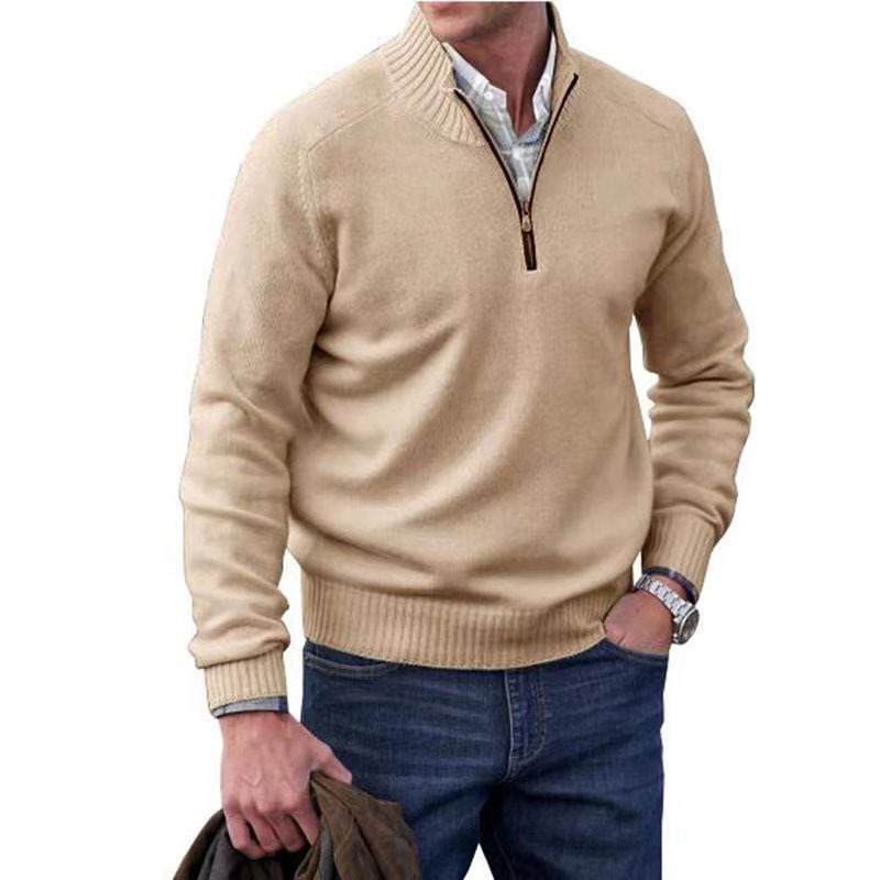 Kacob | Men's Quarter Zip Jumper – Collared Knit Pullover