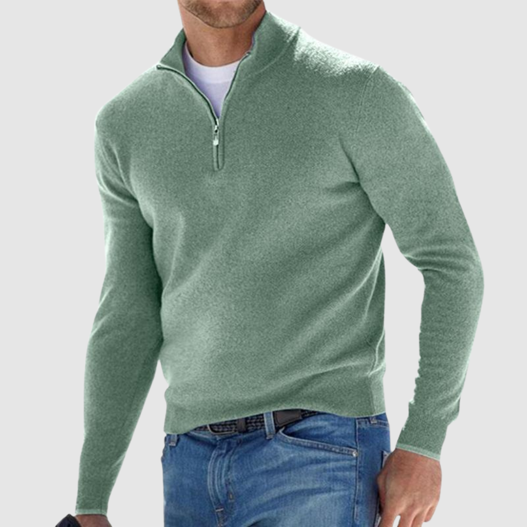 Kacob | Men's Quarter Zip Jumper – Half Zip Knitted Pullover
