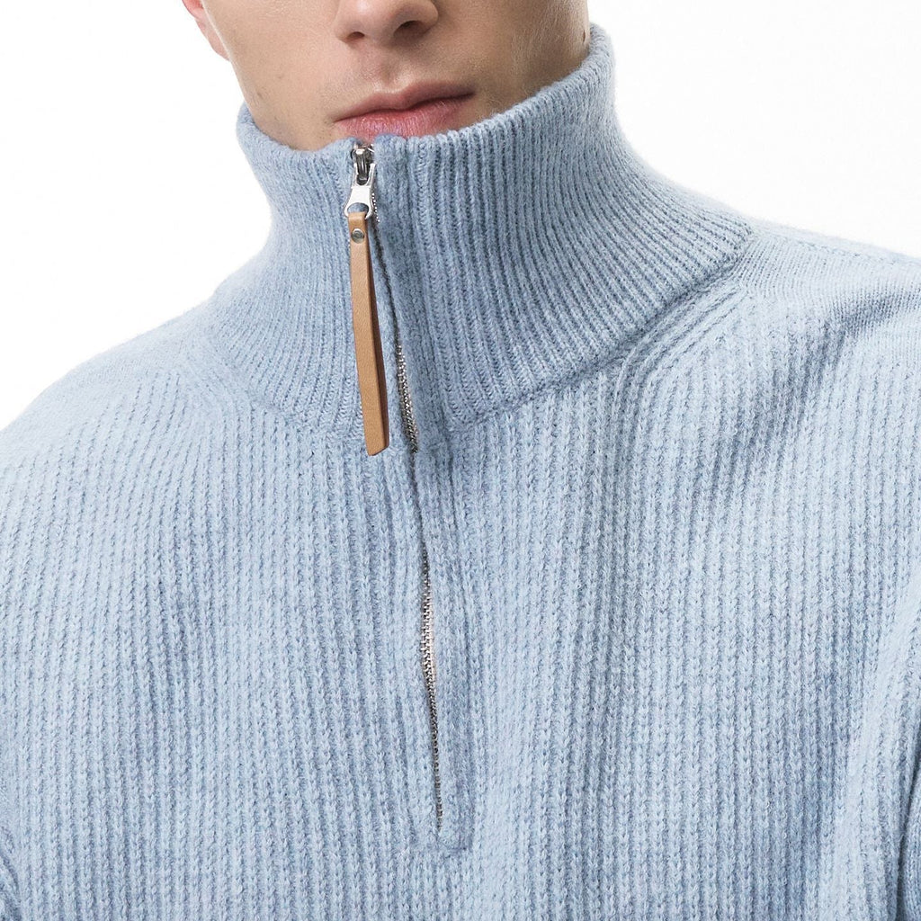 Men's Quarter Zip Knitted Jumper – Stand Collar Zip Neck Knit