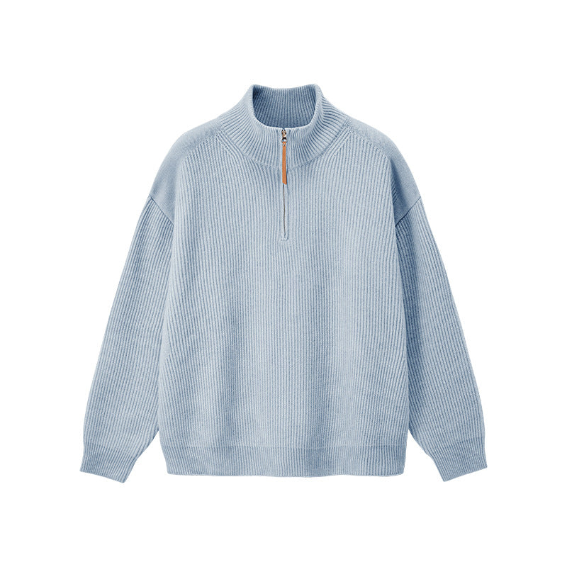 Men's Quarter Zip Knitted Jumper – Stand Collar Zip Neck Knit