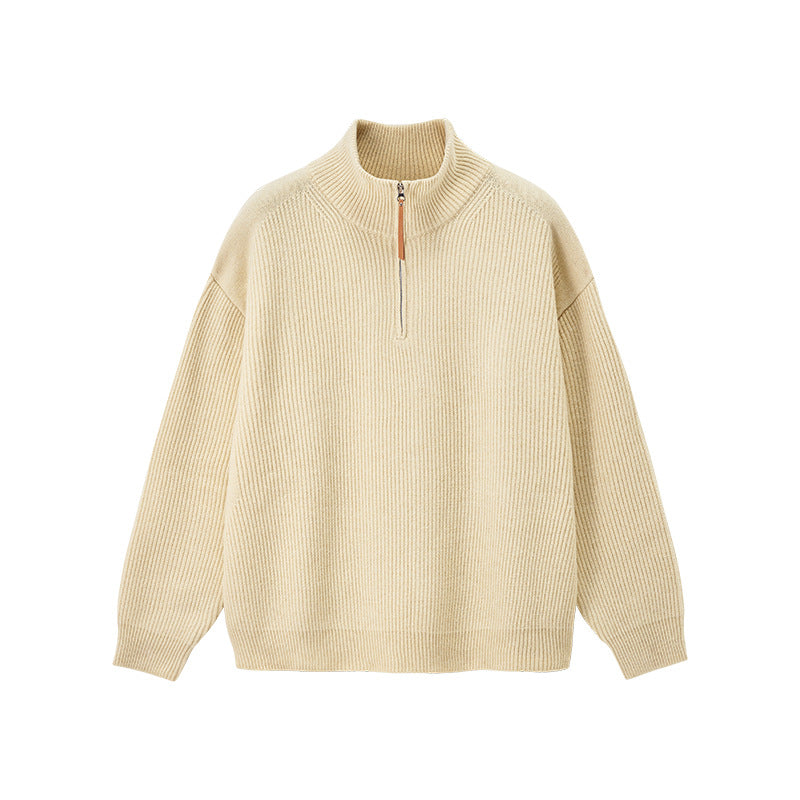 Men's Quarter Zip Knitted Jumper – Stand Collar Zip Neck Knit