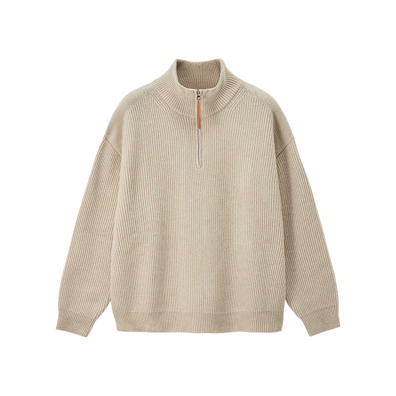 Men's Quarter Zip Knitted Jumper – Stand Collar Zip Neck Knit