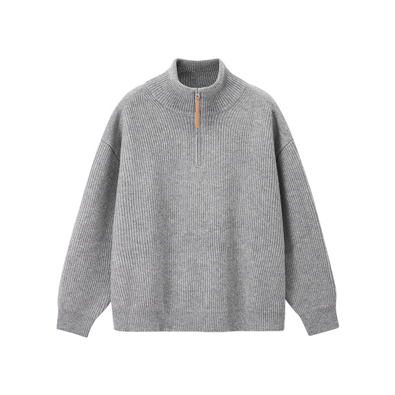 Men's Quarter Zip Knitted Jumper – Stand Collar Zip Neck Knit