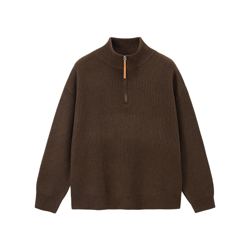 Men's Quarter Zip Knitted Jumper – Stand Collar Zip Neck Knit