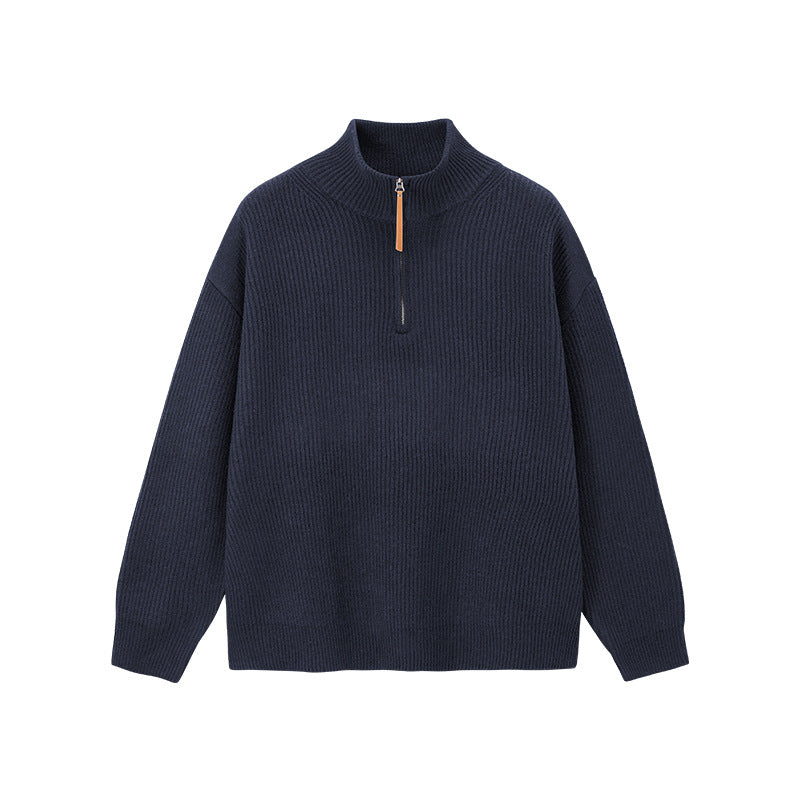 Men's Quarter Zip Knitted Jumper – Stand Collar Zip Neck Knit