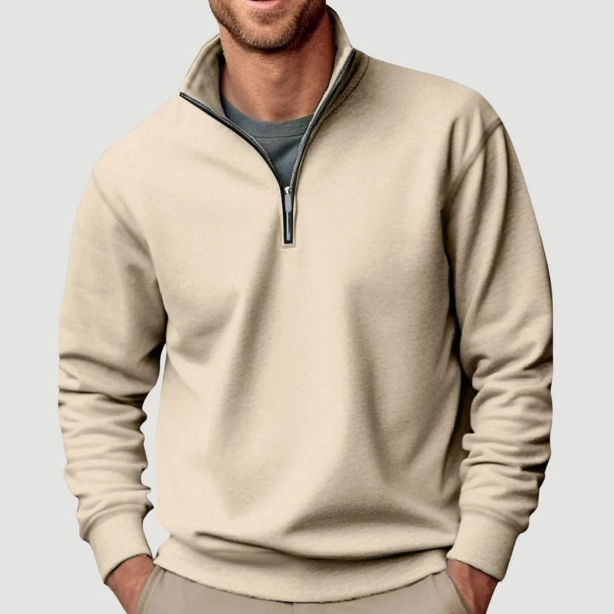 Kacob | Men's Quarter Zip Sweatshirt – Stand Collar Relaxed Pullover