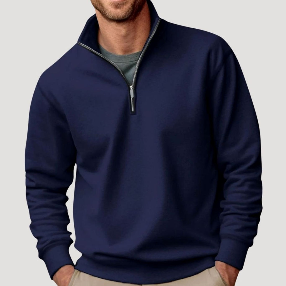 Kacob | Men's Quarter Zip Sweatshirt – Stand Collar Relaxed Pullover