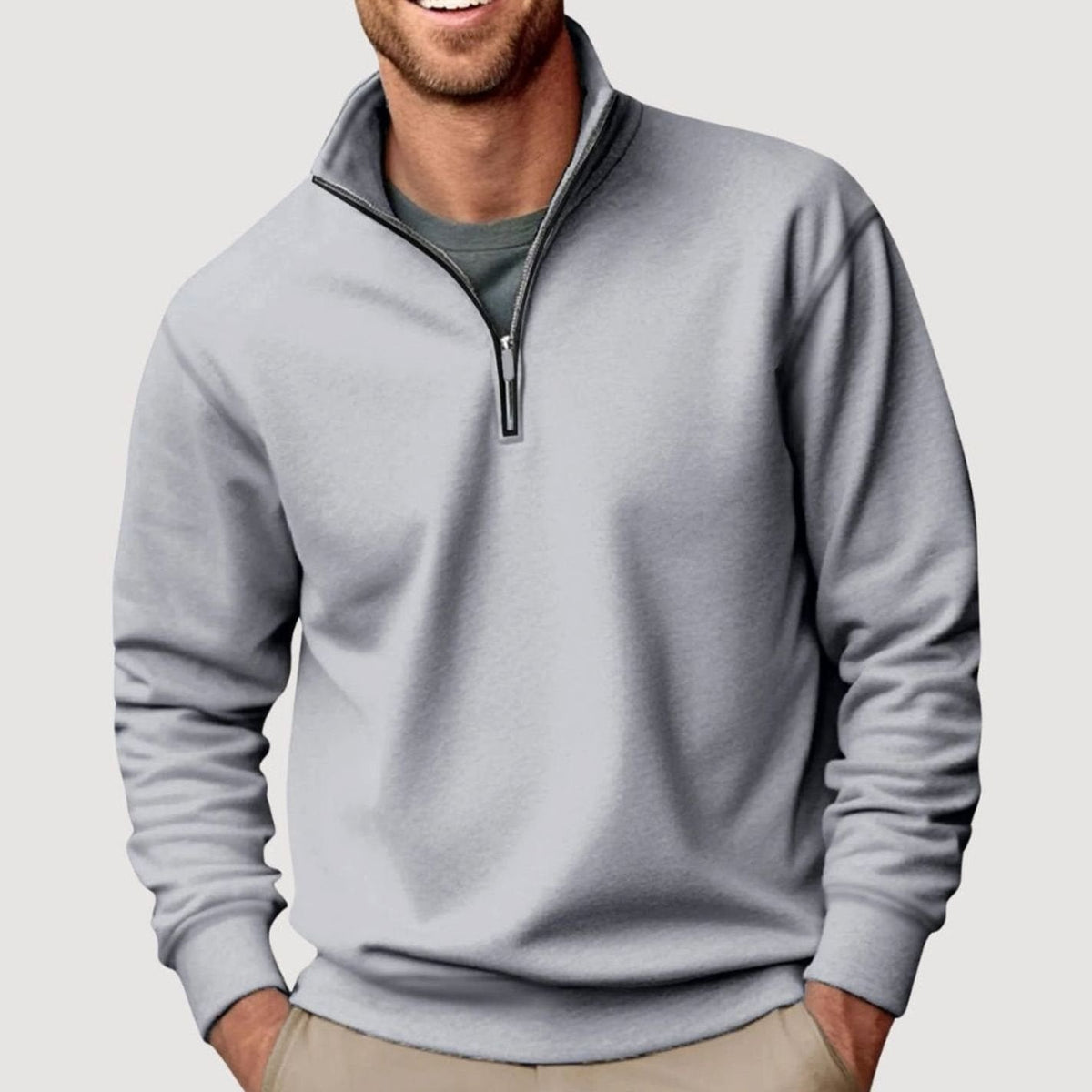 Kacob | Men's Quarter Zip Sweatshirt – Stand Collar Relaxed Pullover