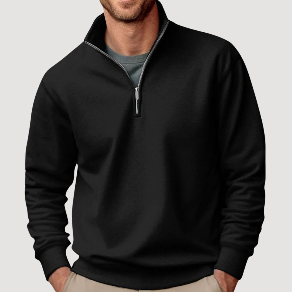 Kacob | Men's Quarter Zip Sweatshirt – Stand Collar Relaxed Pullover