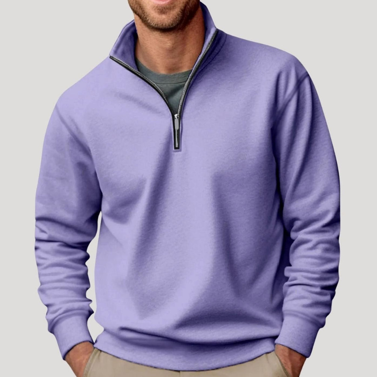 Kacob | Men's Quarter Zip Sweatshirt – Stand Collar Relaxed Pullover