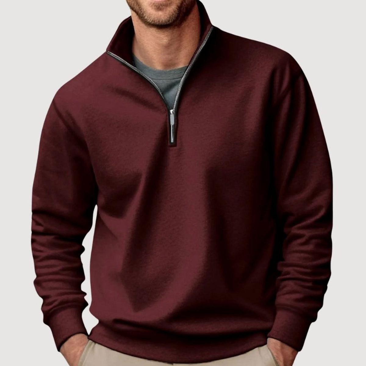 Kacob | Men's Quarter Zip Sweatshirt – Stand Collar Relaxed Pullover