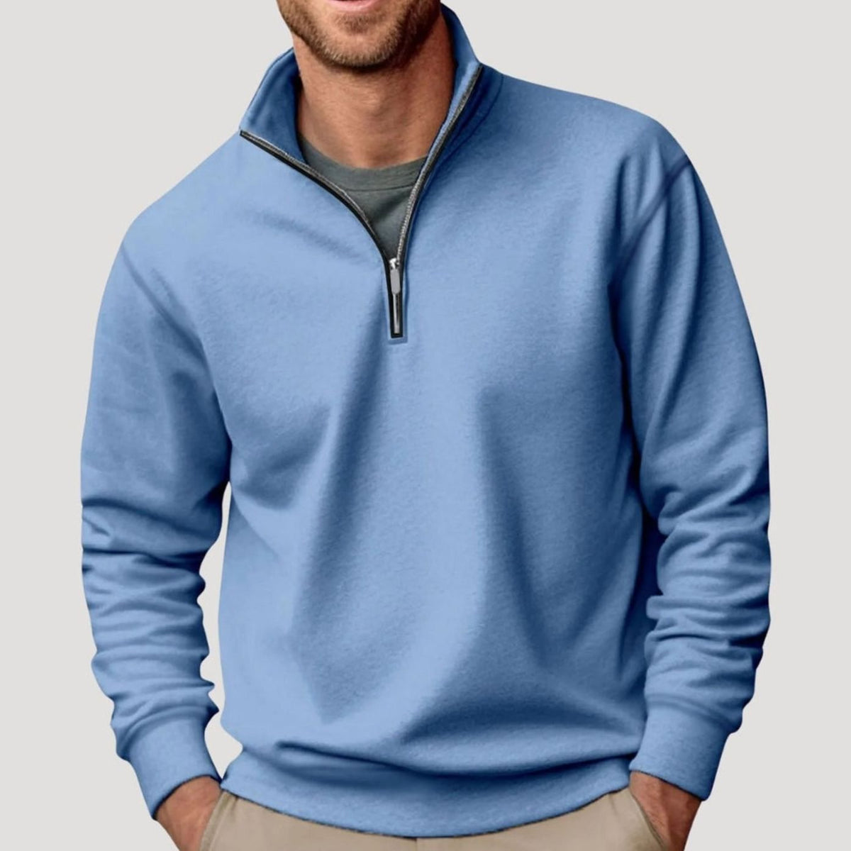 Kacob | Men's Quarter Zip Sweatshirt – Stand Collar Relaxed Pullover