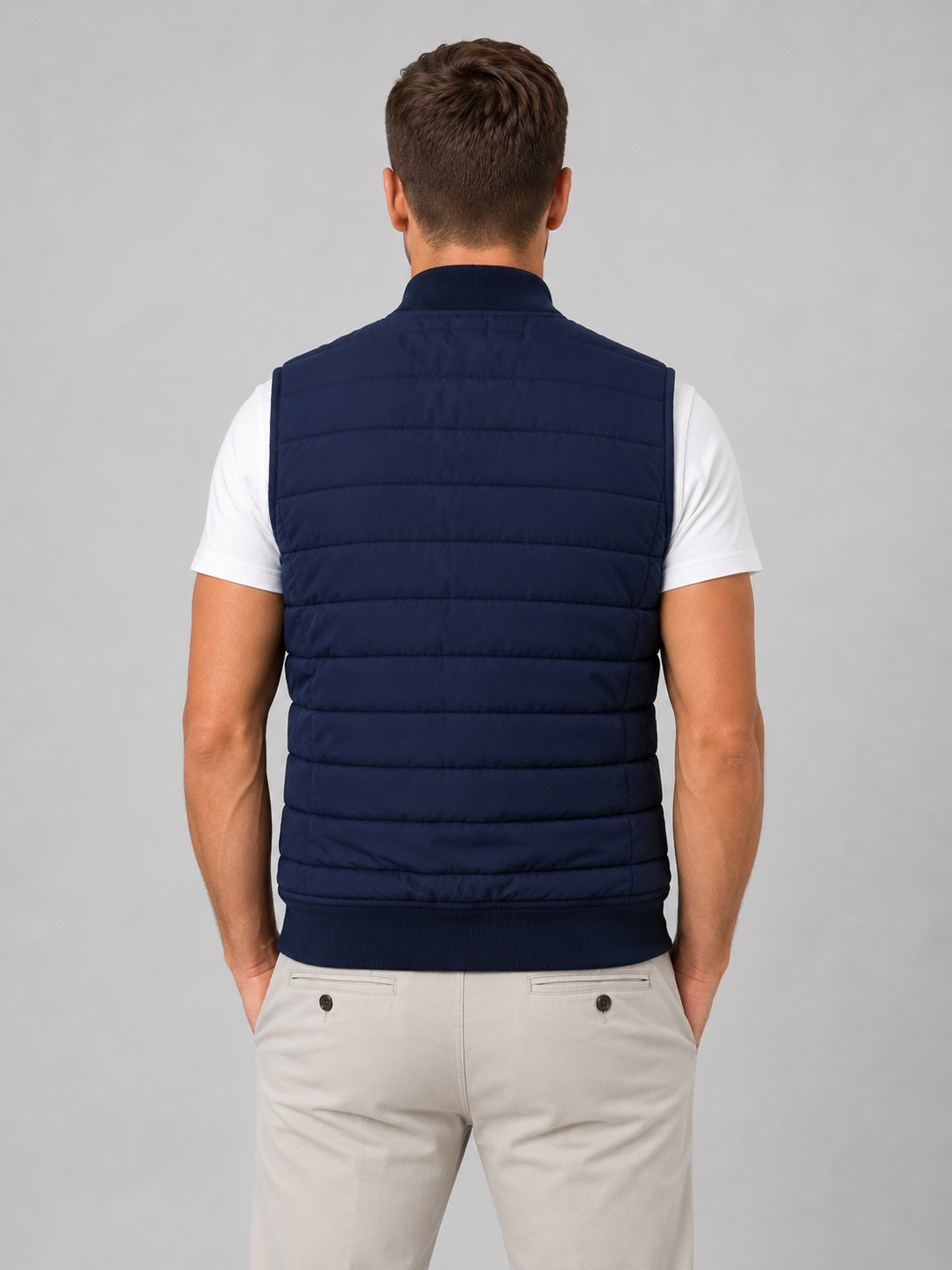 Kacob | Men's Quilted Bodywarmer – Baseball Collar Zip Gilet