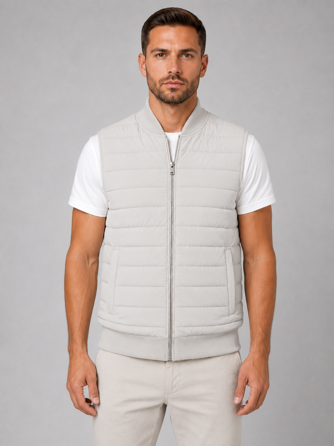 Kacob | Men's Quilted Bodywarmer – Baseball Collar Zip Gilet