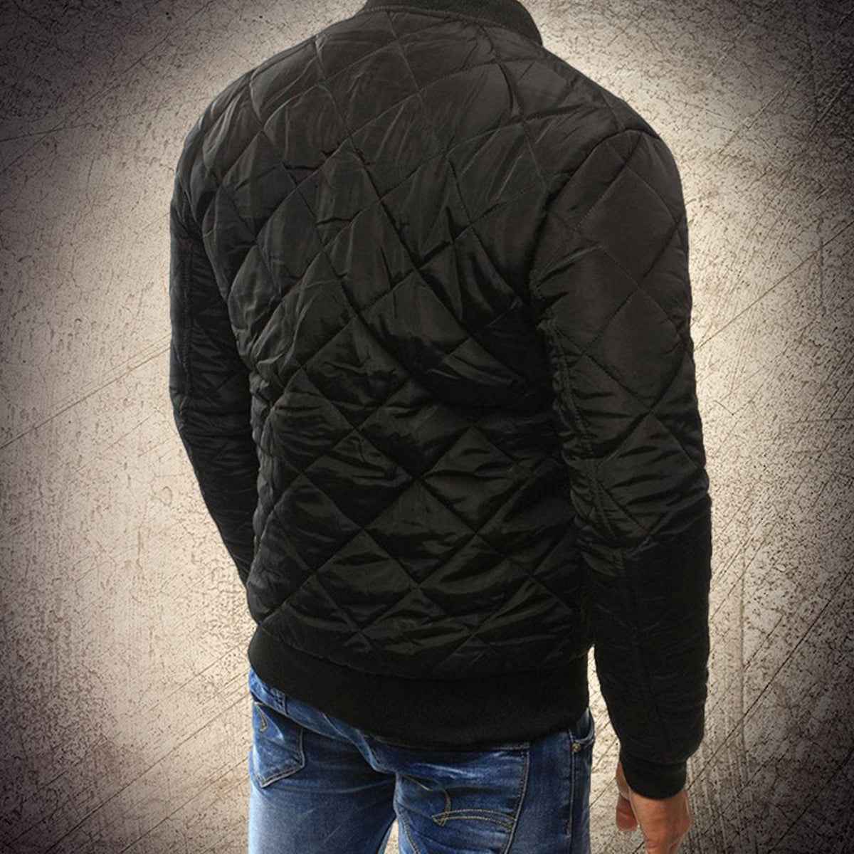 Kacob | Men's Quilted Bomber Jacket – Diamond Quilt Zip Up Jacket