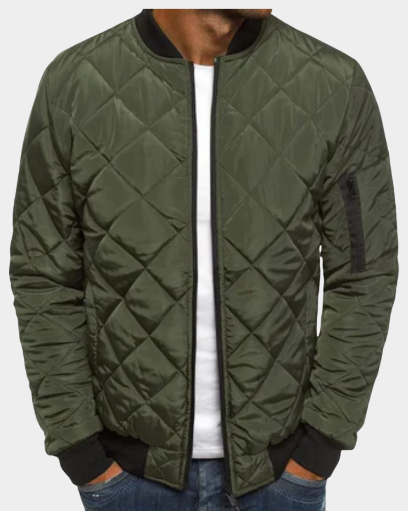 Kacob | Men's Quilted Bomber Jacket – Padded Zip Up Flight Jacket