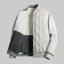 Kacob | Men's Quilted Colour Block Bomber Jacket – Diamond Stitch Ribbed Trim Bomber
