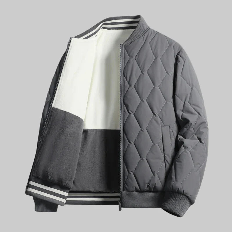 Men's Quilted Colour Block Bomber Jacket – Diamond Stitch Ribbed Trim Bomber