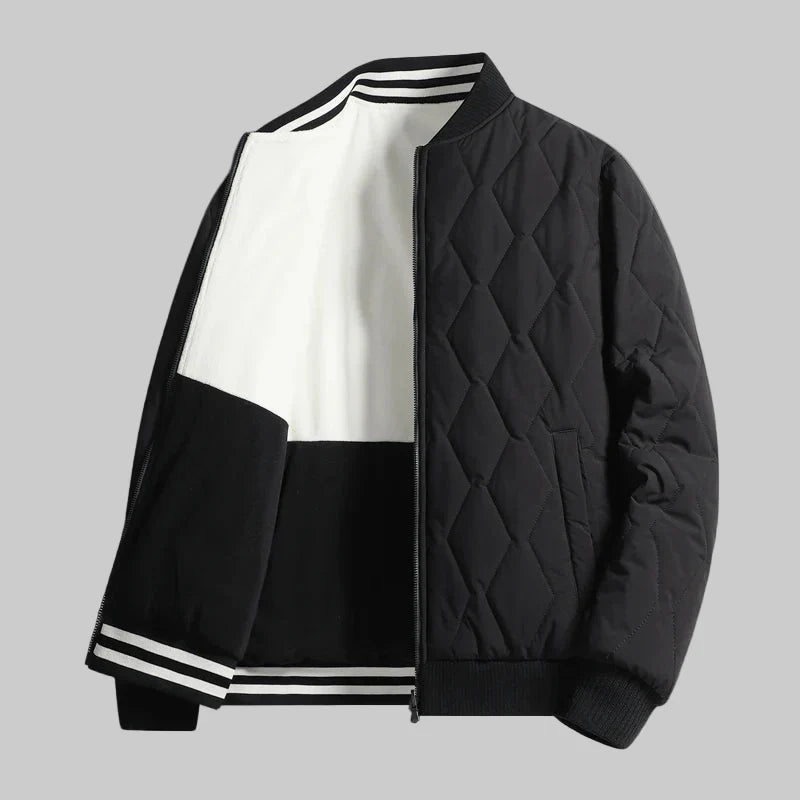 Men's Quilted Colour Block Bomber Jacket – Diamond Stitch Ribbed Trim Bomber