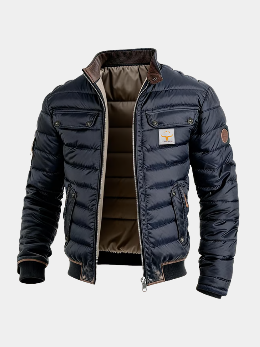 Kacob | Men's Quilted Jacket – High Collar Padded Winter Jacket