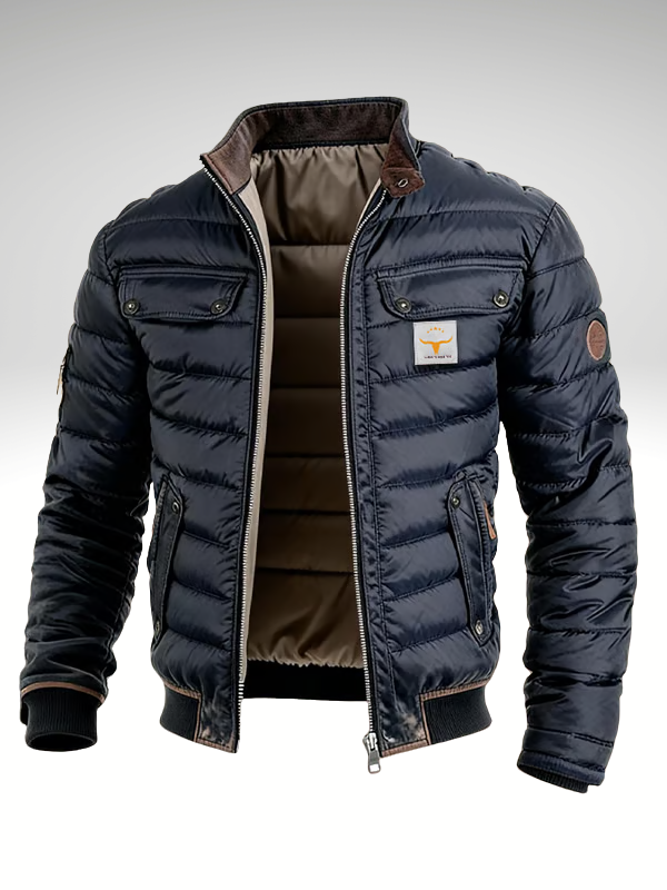 Kacob | Men's Quilted Jacket – High Collar Padded Winter Jacket
