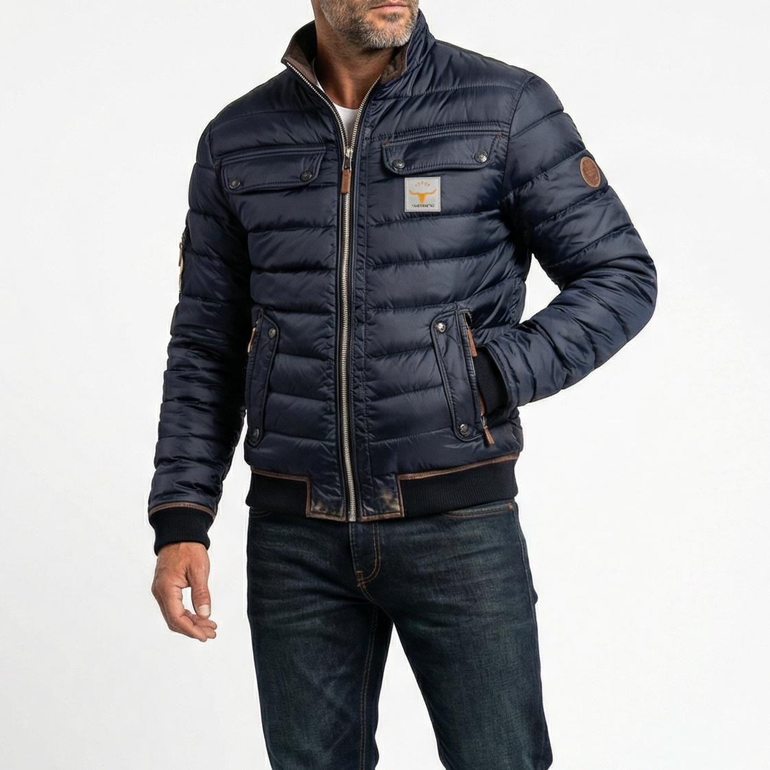 Kacob | Men's Quilted Jacket with Contrast Stand Collar – Heritage Field Jacket