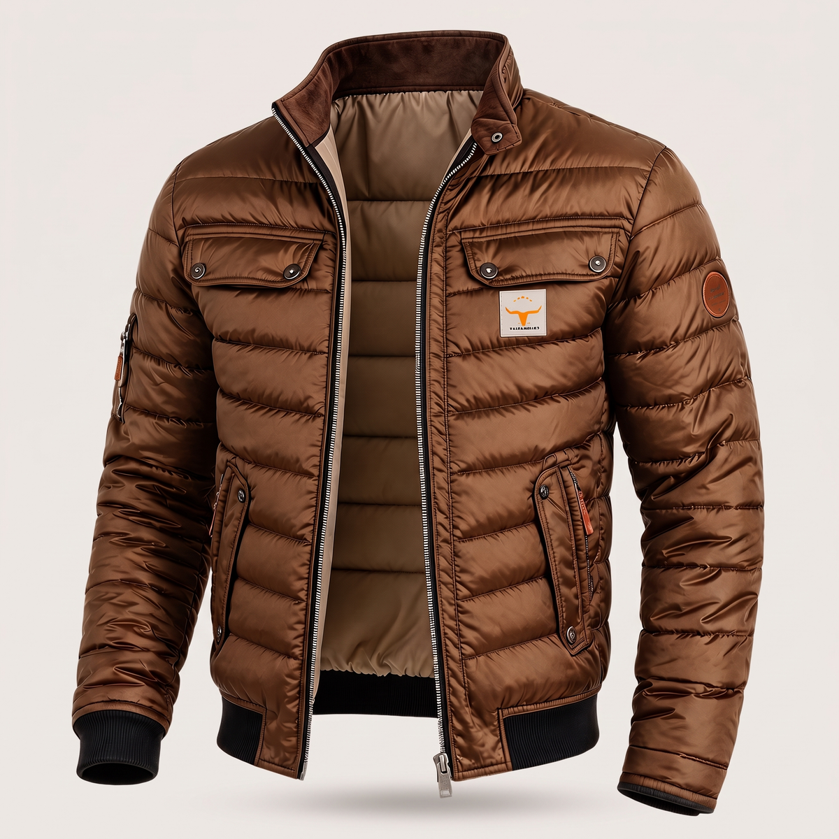 Kacob | Men's Quilted Jacket with Contrast Stand Collar – Heritage Field Jacket