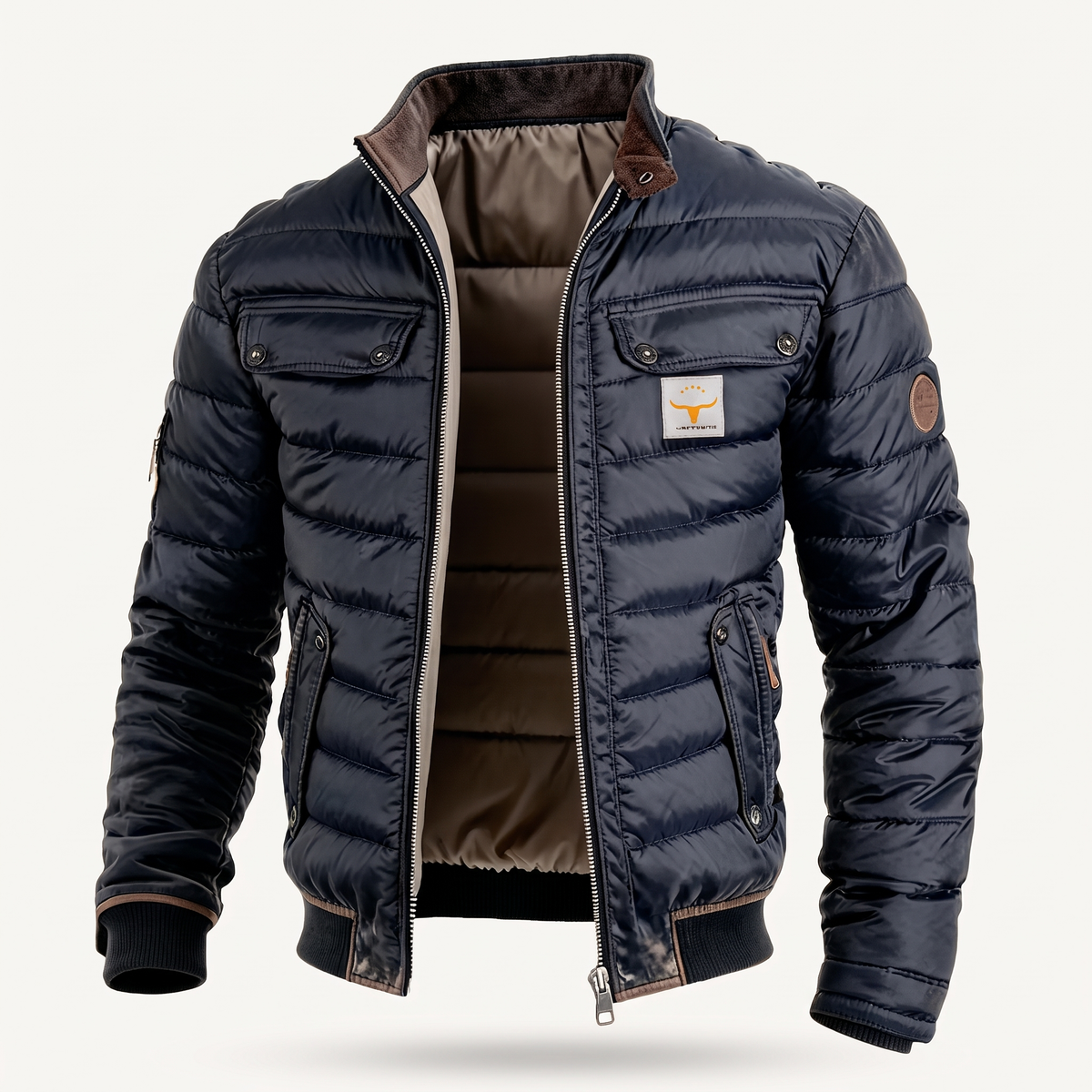 Kacob | Men's Quilted Jacket with Contrast Stand Collar – Heritage Field Jacket