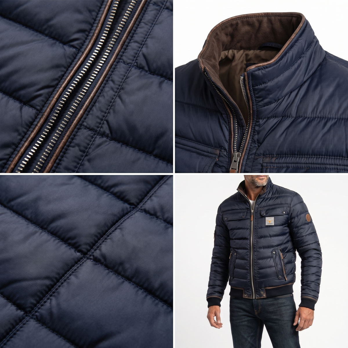 Kacob | Men's Quilted Jacket with Contrast Stand Collar – Heritage Field Jacket