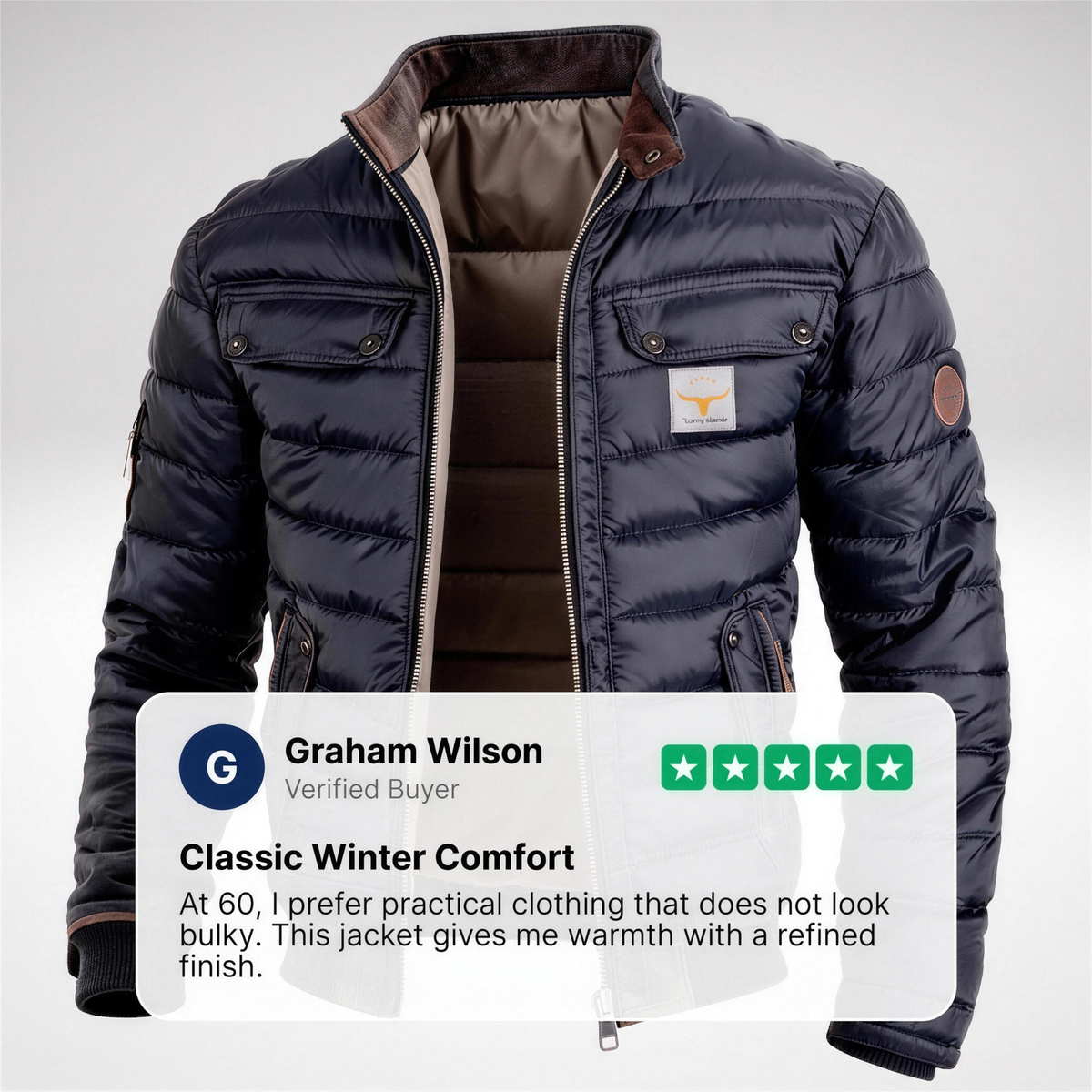 Kacob | Men's Quilted Jacket with Contrast Stand Collar – Heritage Field Jacket