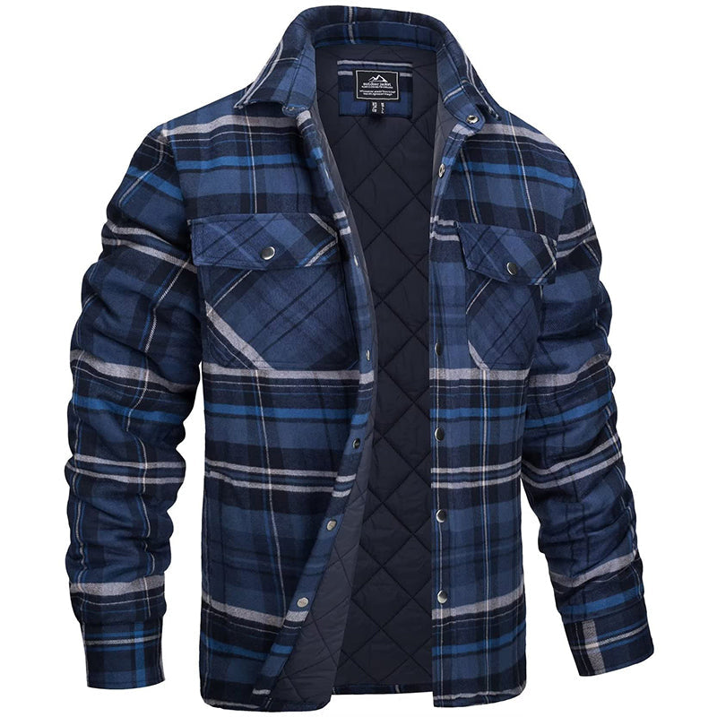 Kacob | Men's Quilted Lined Check Shirt Jacket – Plaid Shacket