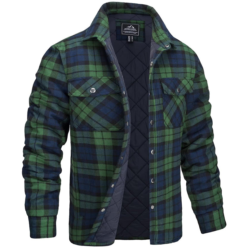 Kacob | Men's Quilted Lined Check Shirt Jacket – Plaid Shacket