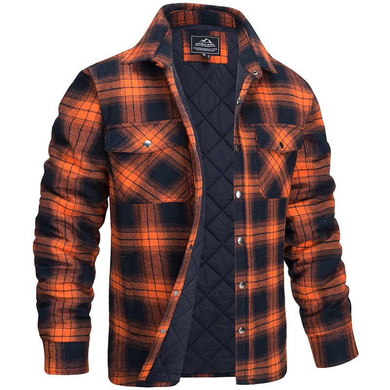 Kacob | Men's Quilted Lined Check Shirt Jacket – Plaid Shacket