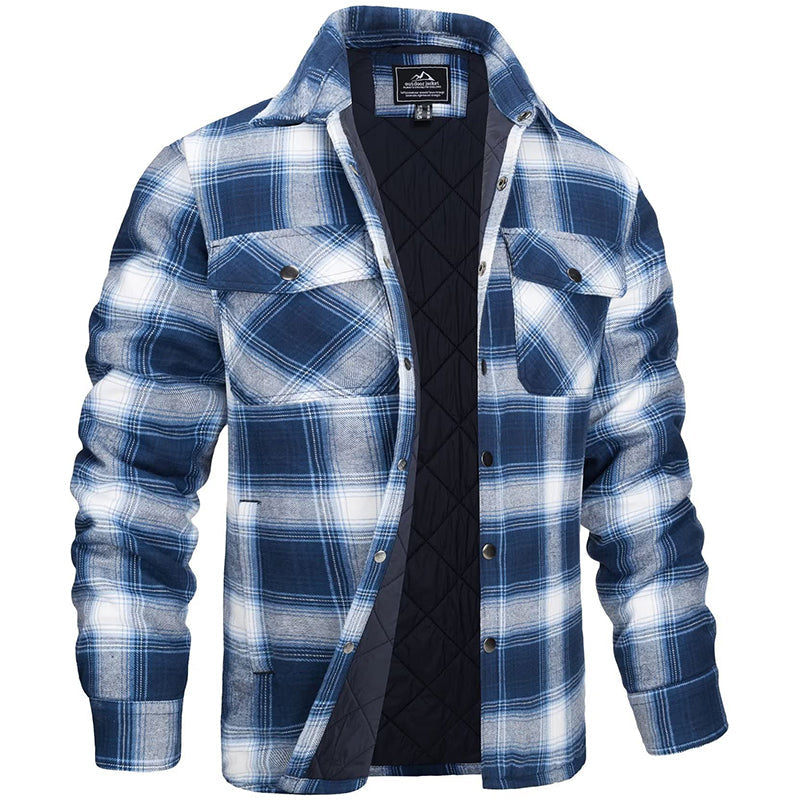 Kacob | Men's Quilted Lined Check Shirt Jacket – Plaid Shacket